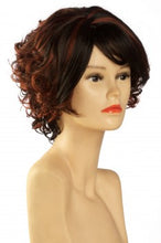 Lade das Bild in den Galerie-Viewer, Gelockte Kurzhaarperücke (schwarz mit roten Strähnen) 112-1-350