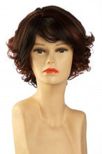 Lade das Bild in den Galerie-Viewer, Gelockte Kurzhaarperücke (schwarz mit roten Strähnen) 112-1-350