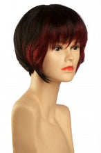 Lade das Bild in den Galerie-Viewer, Kurzhaarperücke (schwarz mit rotem Absatz) 214-1-39