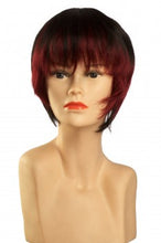 Lade das Bild in den Galerie-Viewer, Kurzhaarperücke (schwarz mit rotem Absatz) 214-1-39